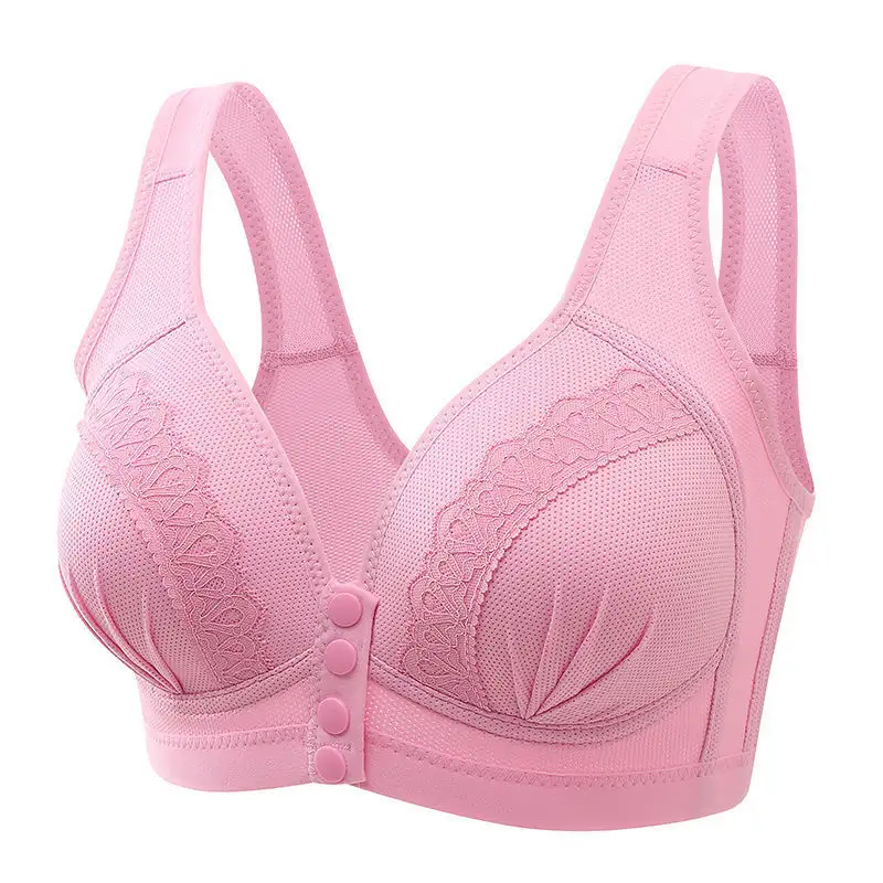 Private brand Large Size Front Button Comfortable Gather Bra comfort and no steel ring mother's bra