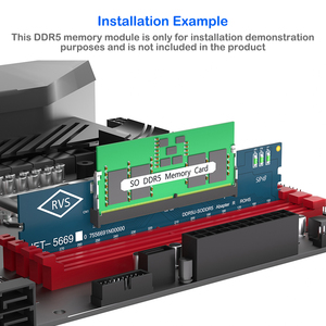メモリテスターコンバータDDR5からDDR5 U-DIMMラップトップDDR5メモリSO-DIMMからPCデスクトップDIMMライザーカード拡張アダプター - Product Image 5