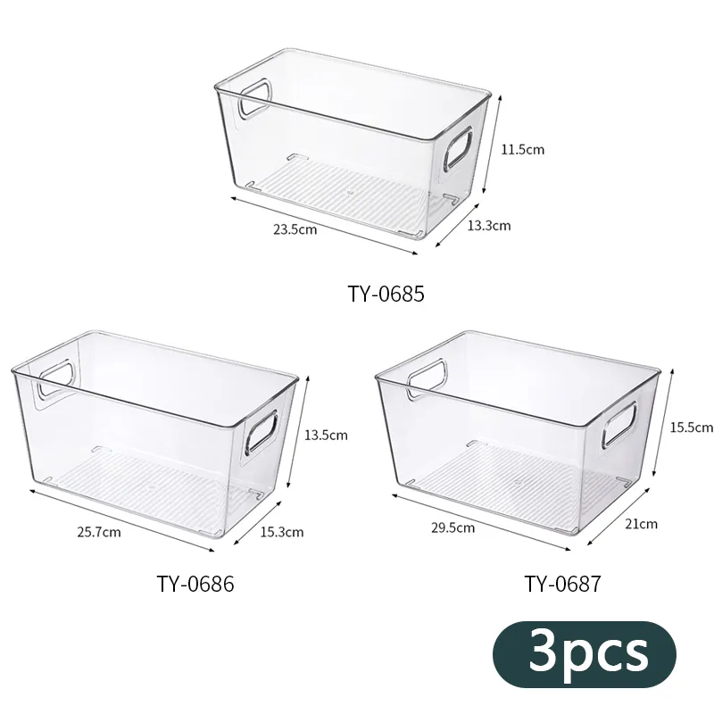 Caja de almacenamiento de acrílico para frigorífico, organizador de fruta fresca, respetuoso con el medio ambiente, grande, con mango