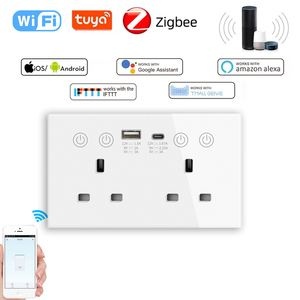 YUESHAPE Tuya Smart ZigBee Power Statistical Socket 20A con USB Tipo C Panel de vidrio Multifuncional Doble WiFi Smart Socket - Product Image 4