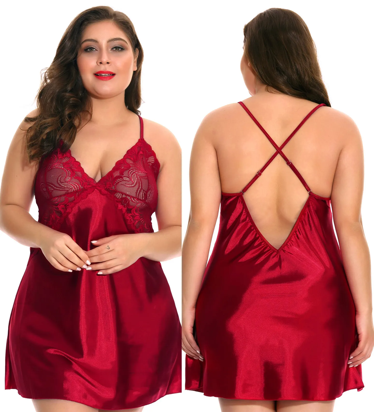 Di alta Qualità Più Il Formato Secy Appena Arrivo di Un Pezzo Sexy Caldo Del Merletto hight Nero Sexy Della Bamboletta Della Biancheria Dress Set Per grasso Delle Donne