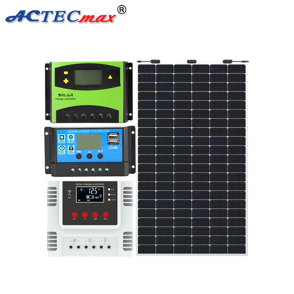 ACTECmax 100W 150W 200W 240W Panneau solaire flexible portable pour système de panneaux solaires de toit de voiture 12V 24V 48V Contrôleur de charge solaire