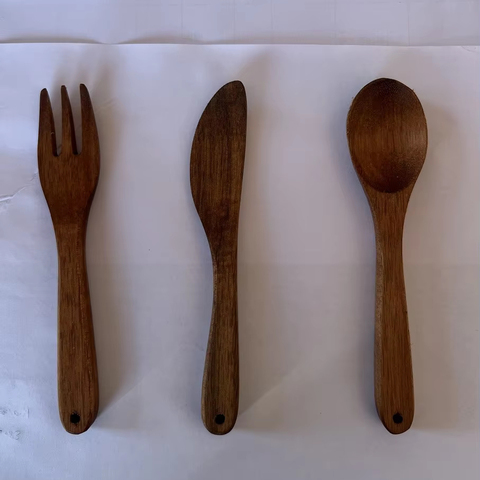 FSC Certificated Acacia Wood 3-piece Spoon, Wood Fork, Wood Knife Set