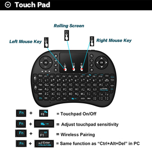Commercio all'ingrosso 2.4G retroilluminato inglese russo spagnolo francese I8 Mini tastiera Wireless Air Mouse telecomando per Android TV Box - Product Image 3