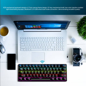 Teclado mecánico inalámbrico K28, dispositivo sensible con largo tiempo de espera, ergonómico, BT, 5,0, tipo-c, fácil de limpiar para juegos - Product Image 6