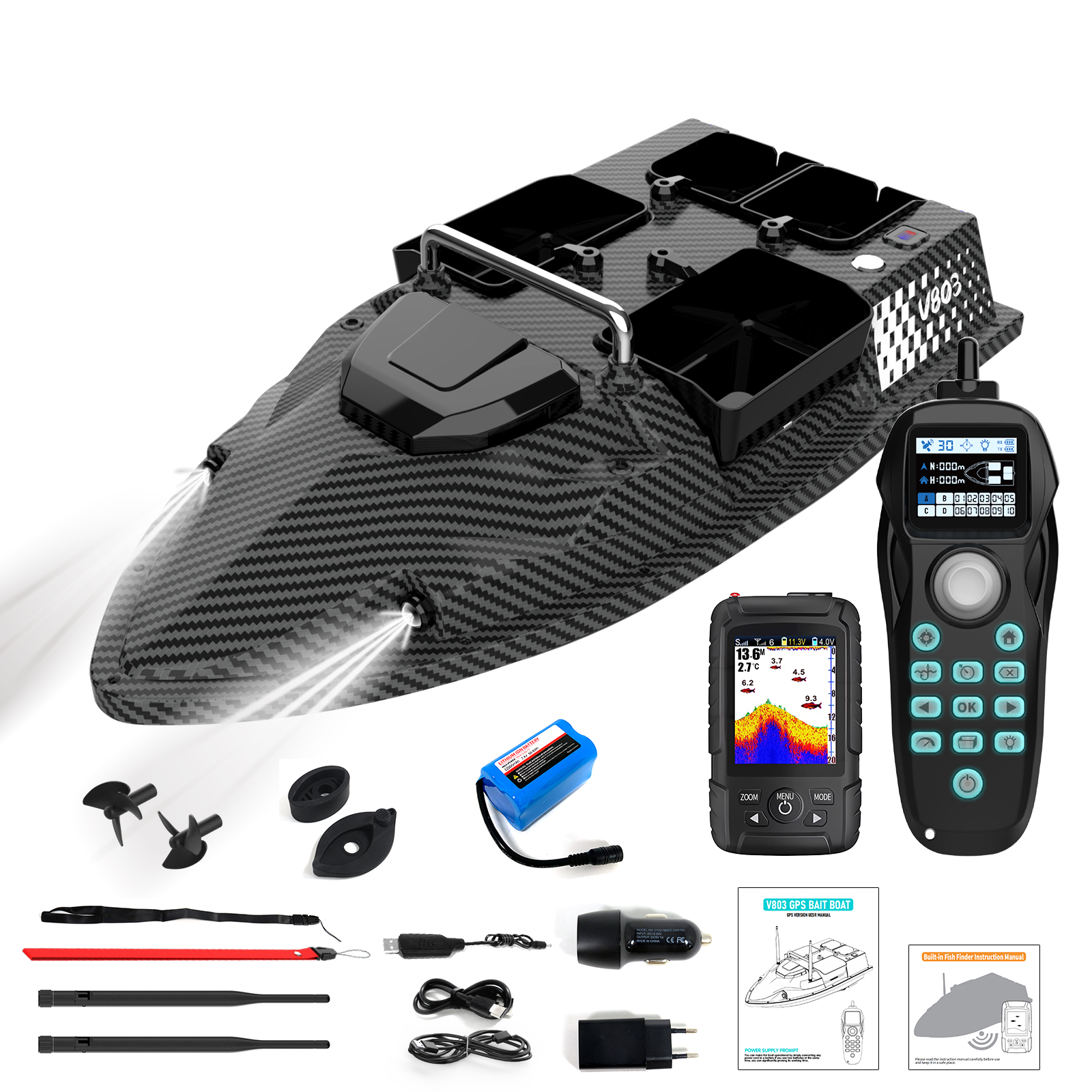 V803 PRO Fibre de Carbone Noir