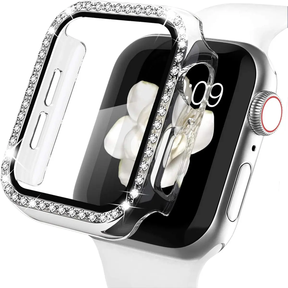 Apple Watch用ファッション女性女の子ブリンブリンダイヤモンド保護ケース3840 41 42 44 4549mm iWatchシリーズ用ハードPCバンパーカバー
