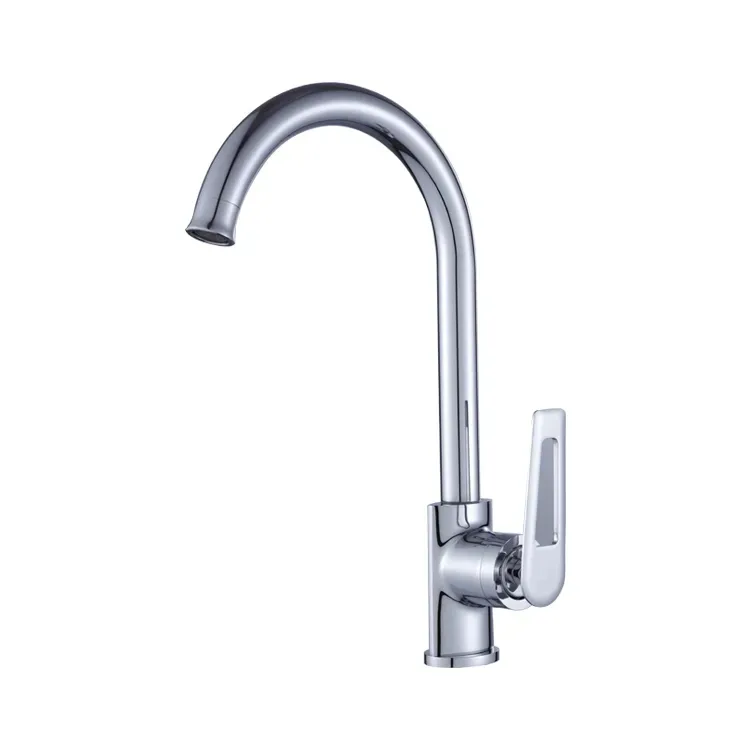 Wholesale hot cold water soild brass chrome kitchen faucets deck mounted single handle sink faucets