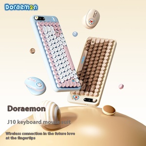 Doraemon J10 Mini Mechanical <strong>Keyboard</strong> <strong>Mouse</strong> Set Wireless Wired USB Cute Silent Design for Universal <strong>Computer</strong> Office Gaming <strong>Use</strong>