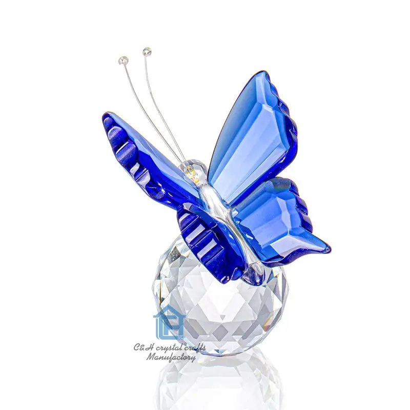 Figura de mariposa voladora de cristal con Base de cristal, adorno de vidrio cortado, Animal coleccionable, decoración de papel, gran oferta