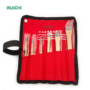 RUICHI-Juego de cinceles fríos, 6 unidades, cincel cilíndrico plano con bolsa de lona, cincel cónico para ladrillo, hormigón, piedra metálica