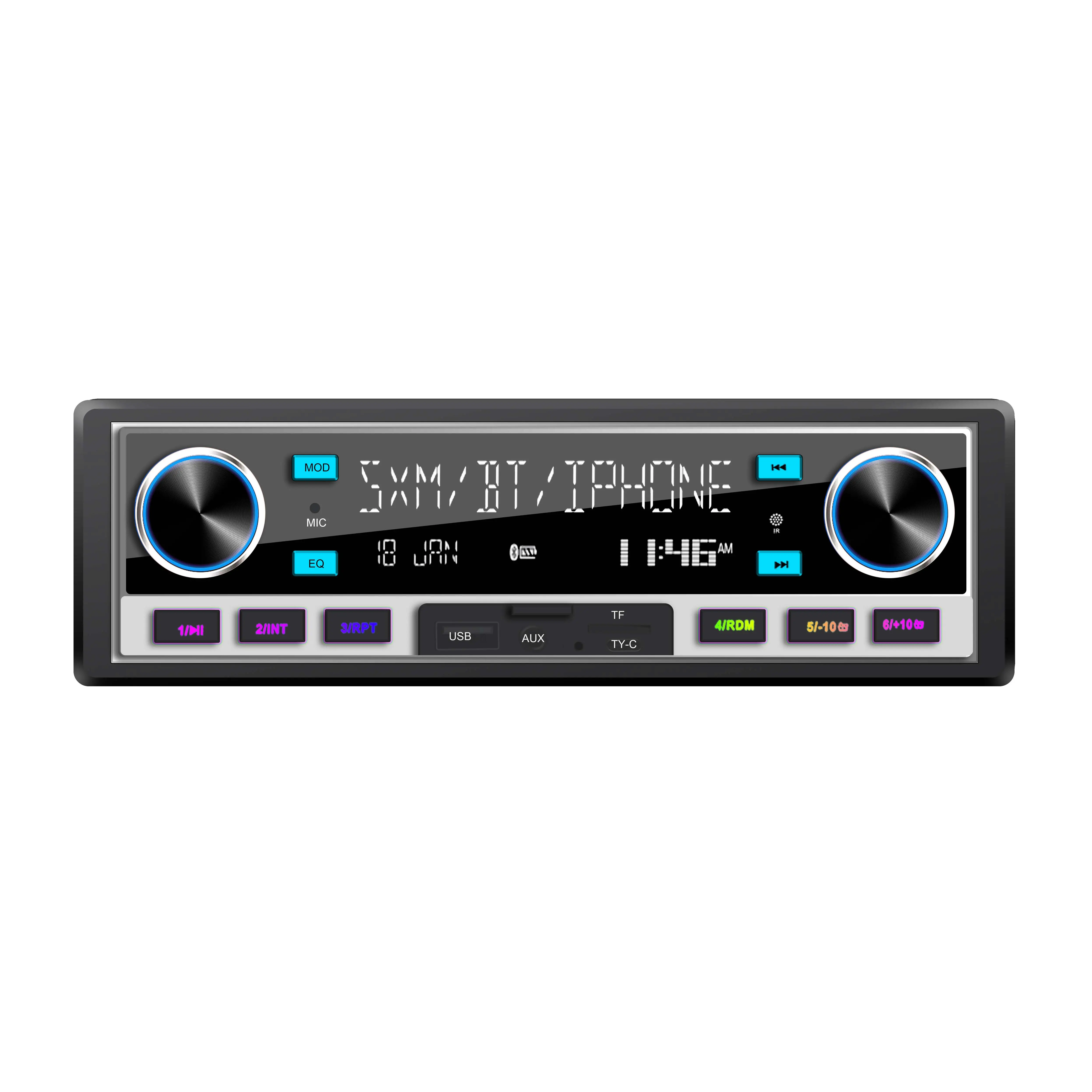 Factory Direct Sales Retro Style Double Knobs LCD BT FM AUX USB Atmosphere Light Single Din Car MP3 Player