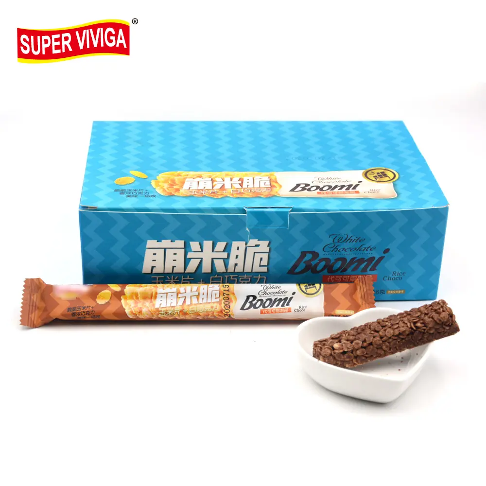 Super Viviga Boomi Choco crocante de milho arroz branco barra de chocolate
