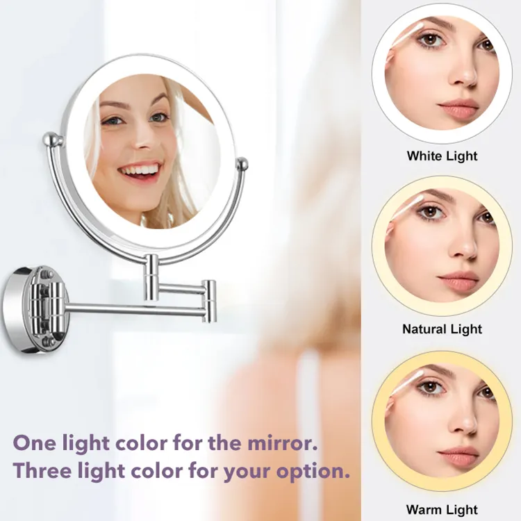 Fabbrica diretta a doppia faccia LED luce notturna specchio da parete durevole regolabile Design estensibile per uso domestico