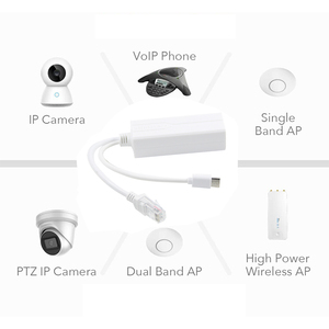 Gigabit PoE Splitter Entrada 48V Salida USB C 5V 2.4A con IEEE 802. 3AF/AT Estándar 10.100 Mbps para cámaras IP PoE - Product Image 4