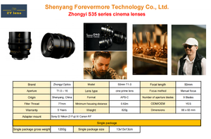 ZhongYi optik Firefly serisi 50mmT1.0 tam çerçeve sabit odak Cine lens NikonZ/nikfe/CanonR/FX mounts ile uyumlu - Product Image 6