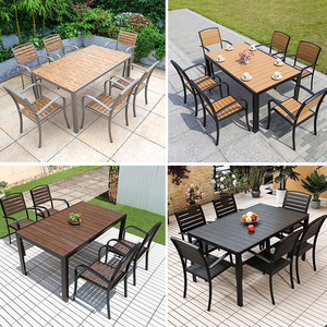 Оптовая продажа, набор столов и стульев для ресторана, садовый дворик, ресторан, уличный обеденный набор из пластикового дерева, прямоугольный стол - Product Image 5