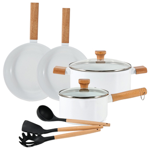 Bán chạy nhất đồ dùng nhà bếp trắng 9 miếng nhôm giả mạo pan đá cẩm thạch granite không dính cookware set - Product Image 1
