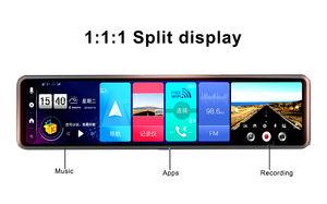 Espejo retrovisor DVR para coche, dispositivo de 12 pulgadas, 4G, Android 8,1, 3 pantallas divididas, ADAS, WIFI, navegación GPS, 2GB + 32GB, compatible con tarjeta máxima de 128GB