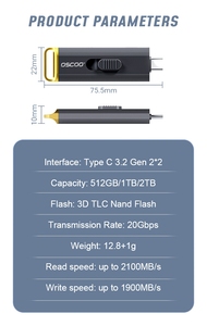 SSD USB3.2 Gen2 Flash Drive 20Gbps ad alta velocità di memoria Flash 512GB 1TB 2TB con pulsante pull e prestazioni eccellenti - Product Image 5