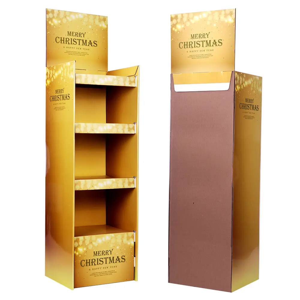 Supermercado Publicidade Livre 4 Camadas Display Cardboard Christmas Gift Display Stand POP Store Shelf Display Rack