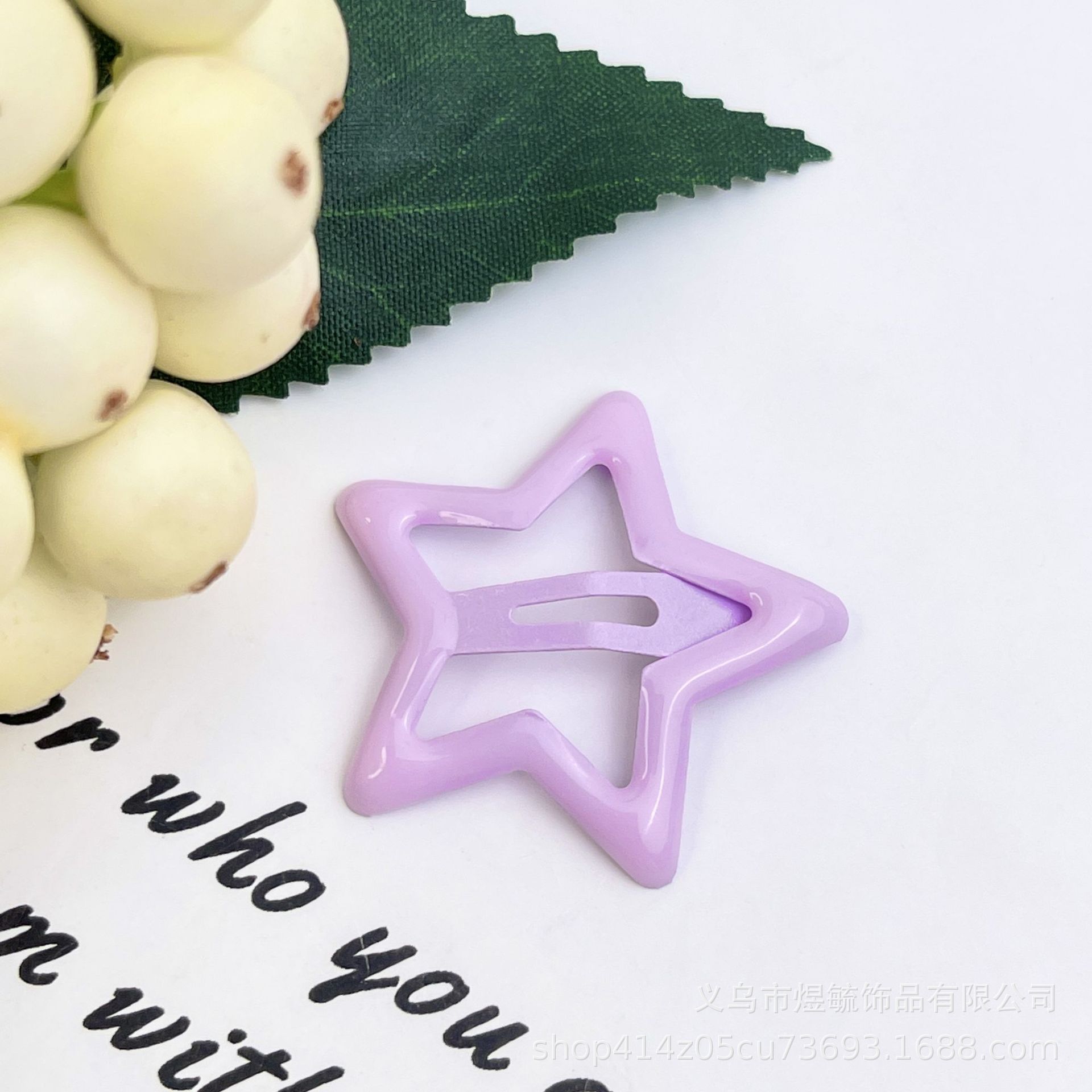 Color drop oil star clip 3.2cm barbie purple