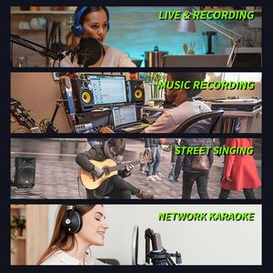 録音サポート用のUSBオーディオインターフェースライブストリーミング用の48vマイクステレオオーディオミキサーインターフェイス - Product Image 4