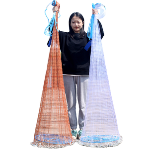 High Quality 10FT 1/4&quot; <strong>3</strong>/8 <strong>3</strong>/16 Inch Small Mesh Hand Thrown Fishing Casting <strong>Net</strong> With Chain Weights - Product Image 1