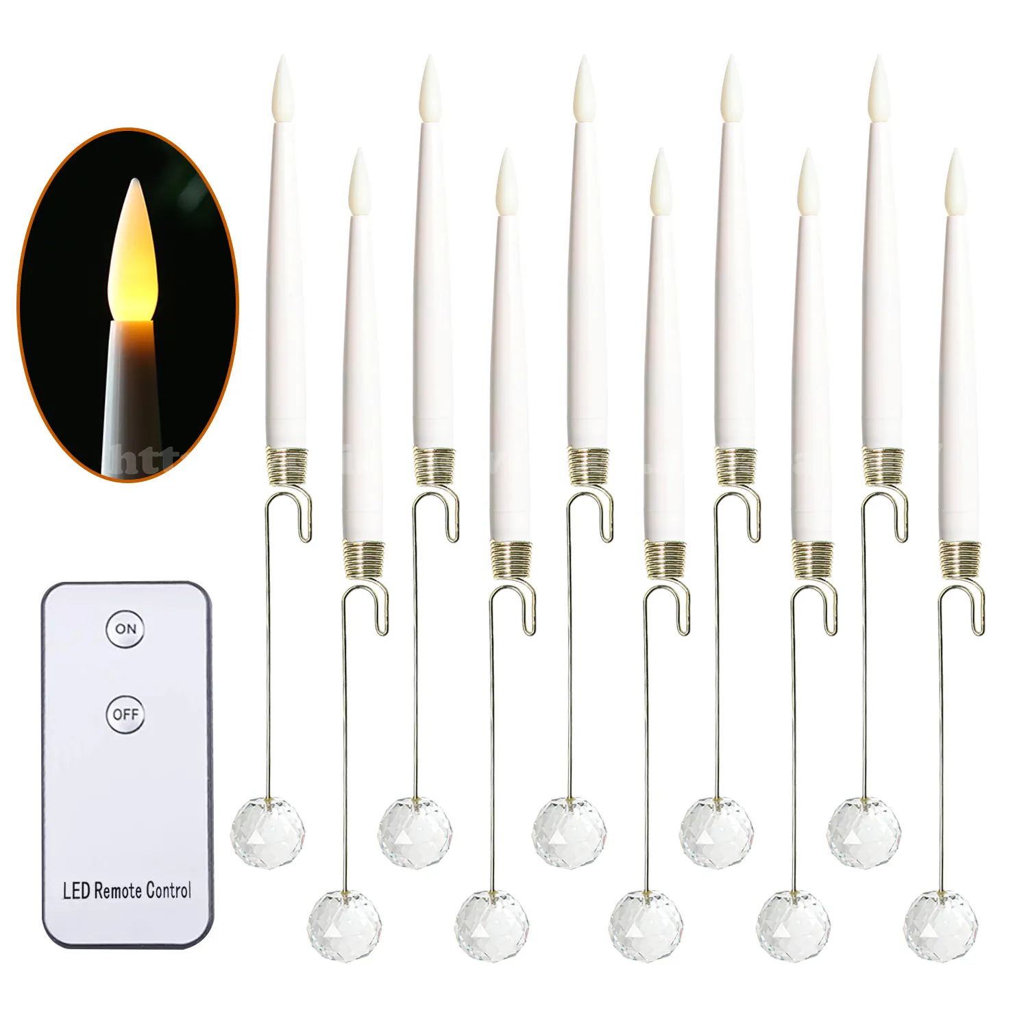 Kanlong Bola De Cristal Sem Fio 10 PC/Set Controle Remoto Levou Árvore De Natal Decoração Casa Candle Light Set