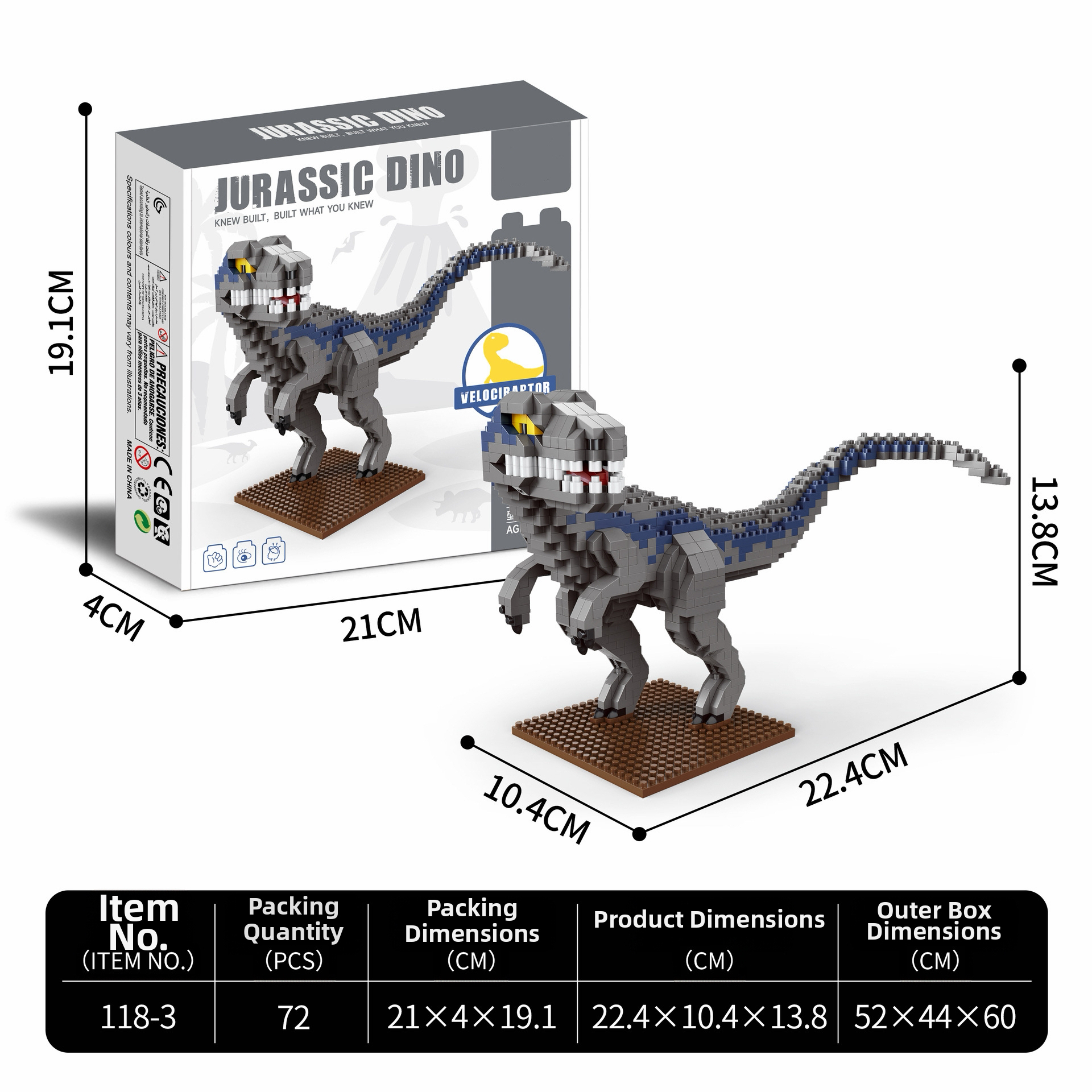 Velociraptor building blocks-lego bricks