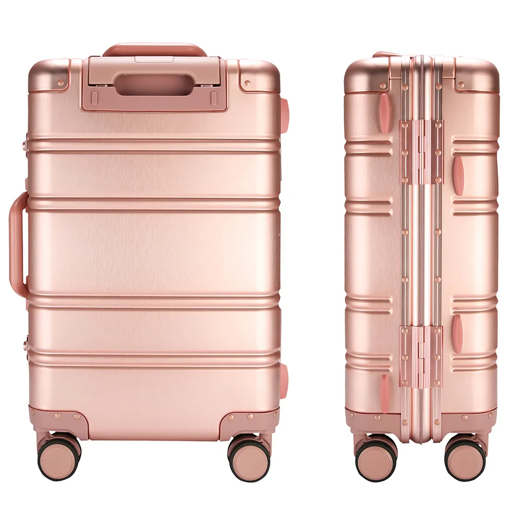 Logo personalizzato design valigia impermeabile colore rosa guscio rigido bagaglio a mano set di valigie;