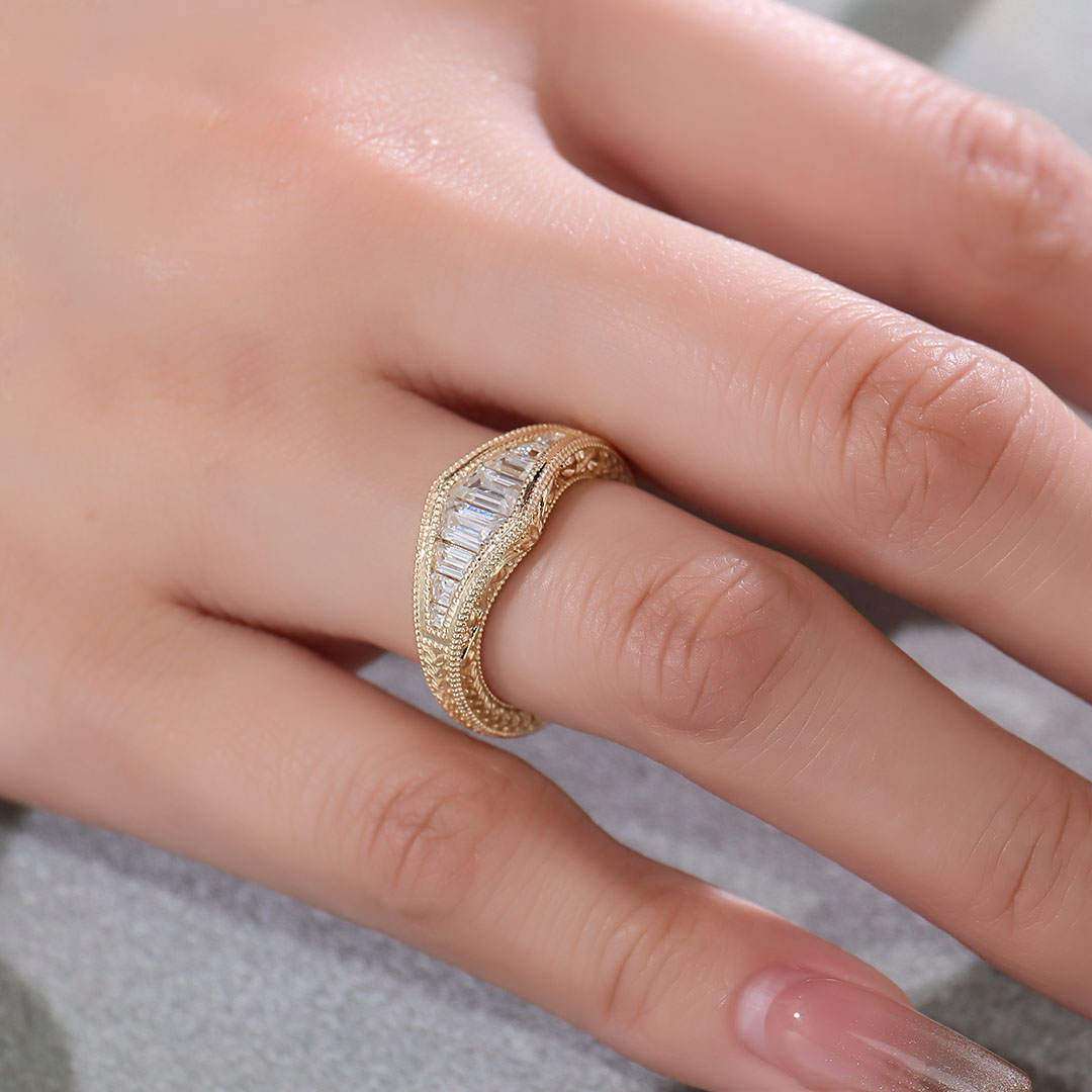 Bague moissanite en or massif 14 carats véritable