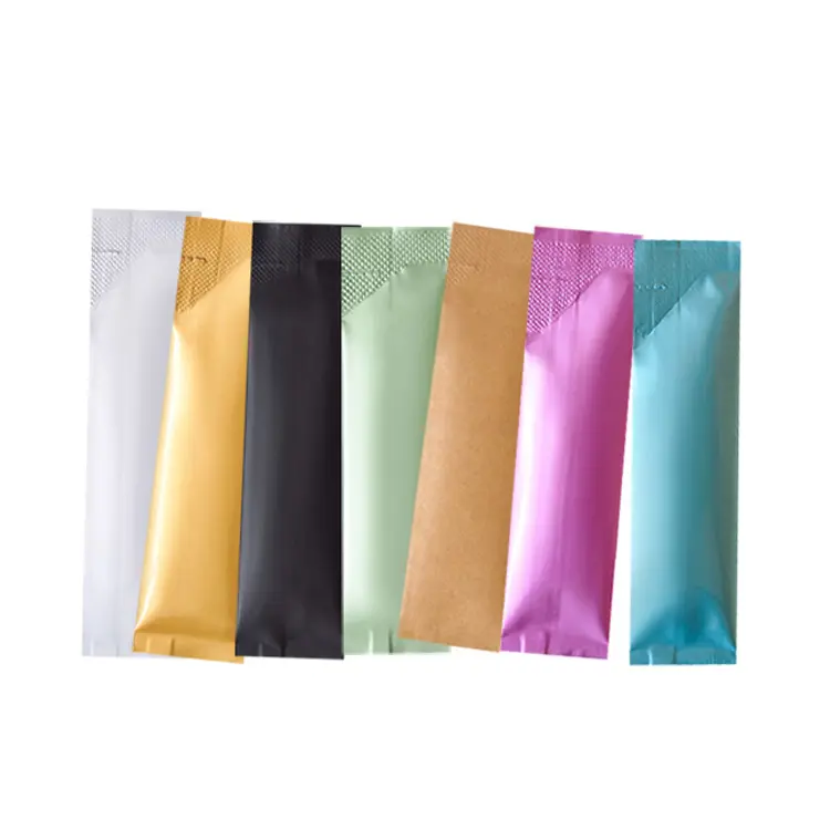 Sachet en aluminium pur multicolore, 100 unités, Sachet pré-isolé à chaud, avec Mini bâton individuel, pour emballage de poudre