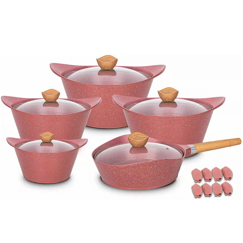 Zogifts High-Quality Popular Pink None Stick Cookware <strong>Set</strong> New Style Useful 10PCS <strong>20</strong>/24/28/32Cm Soup Pots Deep Fry Pans