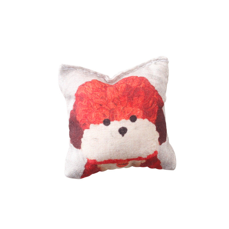 Coussin chien en peluche rouge et blanc