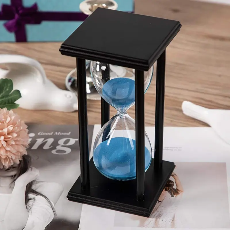 Relógio de areia ampulheta com moldura de madeira personalizada branco/preta 5/10/15/20/30 minutos para cozinhar/escritório/restaurante
