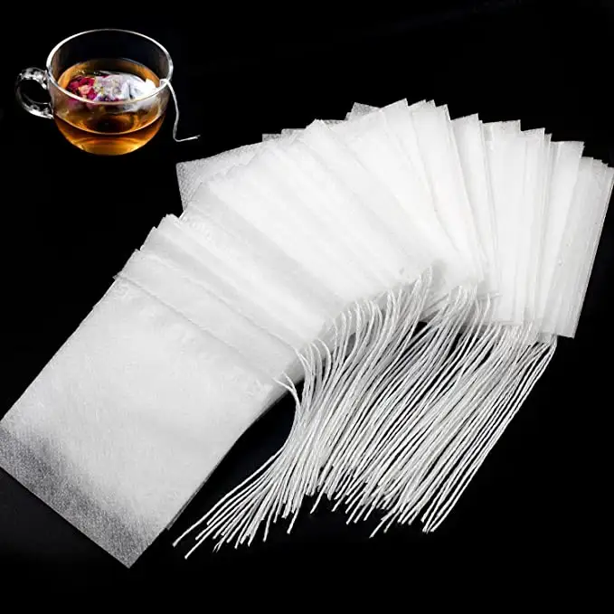 Tự phân hủy dùng một lần trà Infuser các loại thảo mộc lỏng lá trà lọc túi giấy với dây rút