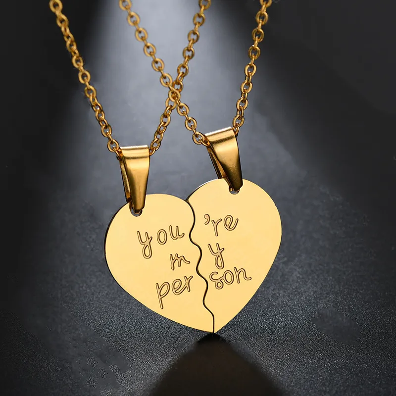 Vente chaude Multiples Personnalisé Amour Couples Collier Saint Valentin Cadeau Bijoux De Mode En Acier Inoxydable Pendentif Collier