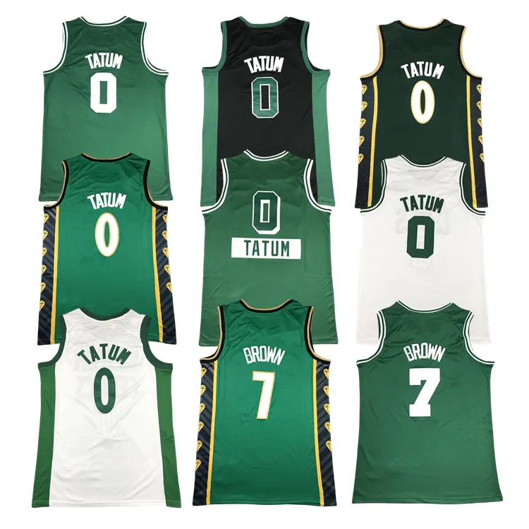 2023 nuovo commercio all'ingrosso Quick Dry Mesh Jayson Tatum 0 Jaylen Brown 7 ricamo Stitch Men Custom Basketball Uniform Shirt maglie