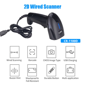 Fábrica OEM ODM Barra de escaneo automático Lector de código QR 1D 2D Escáner de código de barras con cable de mano - Product Image 2