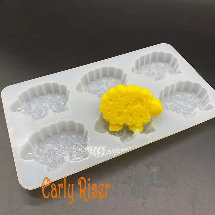 Hot Sell Silicone Mold For Soap Making Sheep 6 Bar Silicone Mould Mutton Soap Making fornece 3oz por célula