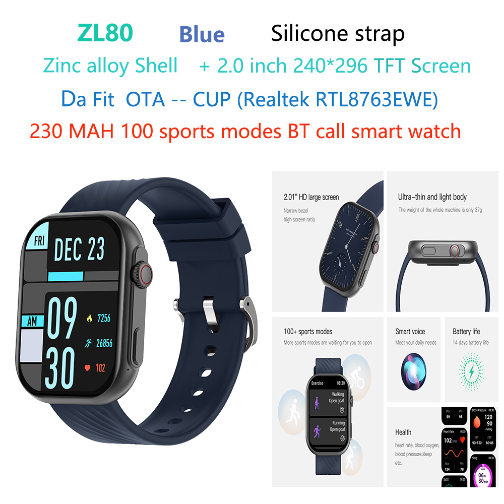 Reloj inteligente con llamada Bluetooth ZL80-fashion-bt-azul