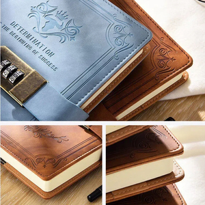 Bloc de notas de diario de cuero de salida de fábrica, diario impreso con logotipo personalizado, cuaderno de cuero PU con cerradura - Product Image 2