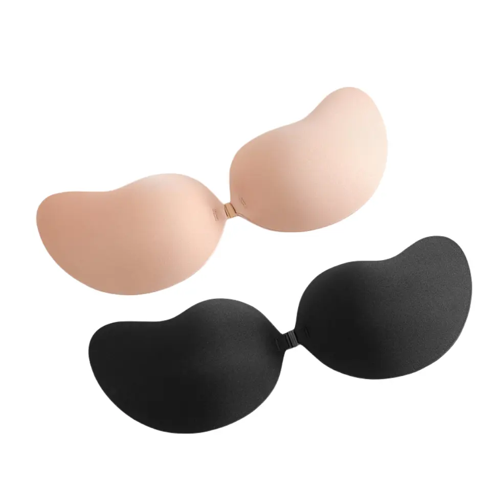 セクシーなストラップレス通気性のある胸の花びら接着剤目に見えない乳首カバーリフトアップシリコンブラパッド