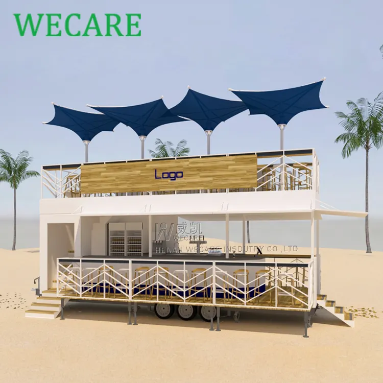 Wecare double decker snack machines food truck food shop 2 story mobile beach snack bar trailer fast food caravane à vendre