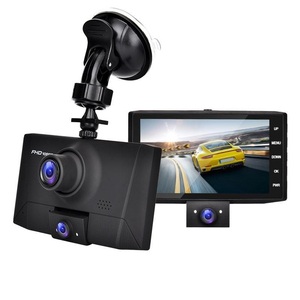 Car Black Box DVR Camera 3 Lens in 1 Dash Cam 4-Inch IPS Screen Full HD 1080P Video Recorder + Rear View Parking <strong>Reverse</strong> Dashcam - Product Image 1