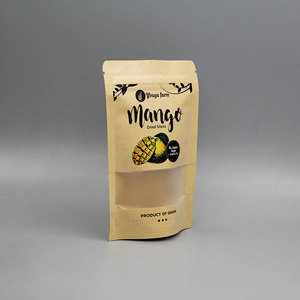 Giấy kraft nâu đứng lên túi thực phẩm snack bao bì túi khóa kéo doypack có cửa sổ rõ ràng cho đậu và hạt giống - Product Image 3