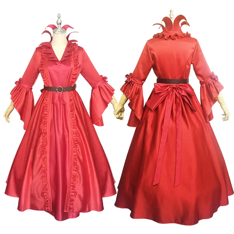 Fantasia medieval feminina de bruxa, vestido para mulheres, festa de halloween, cosplay, apresentações, trajes de meia idade, vermelho 2022