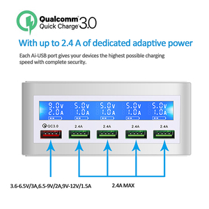 Factory Direct <strong>50W</strong> <strong>5</strong> <strong>Port</strong> CE FCC ROHS Desktop <strong>Usb</strong> Charger Hub Phone Charger <strong>Usb</strong> Qc3.0 Mobile Phone Wall Charger with Us Uk Eu