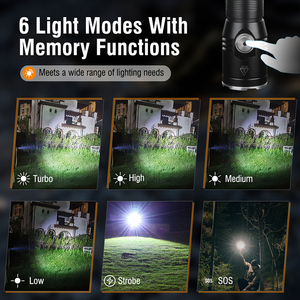 BORUiT High Power 2050lm 42hrs Working Time Fast Charge Waterproof Portable Outdoor <strong>Flash</strong> Light With <strong>Memory</strong> <strong>Function</strong> for Camp - Product Image 4